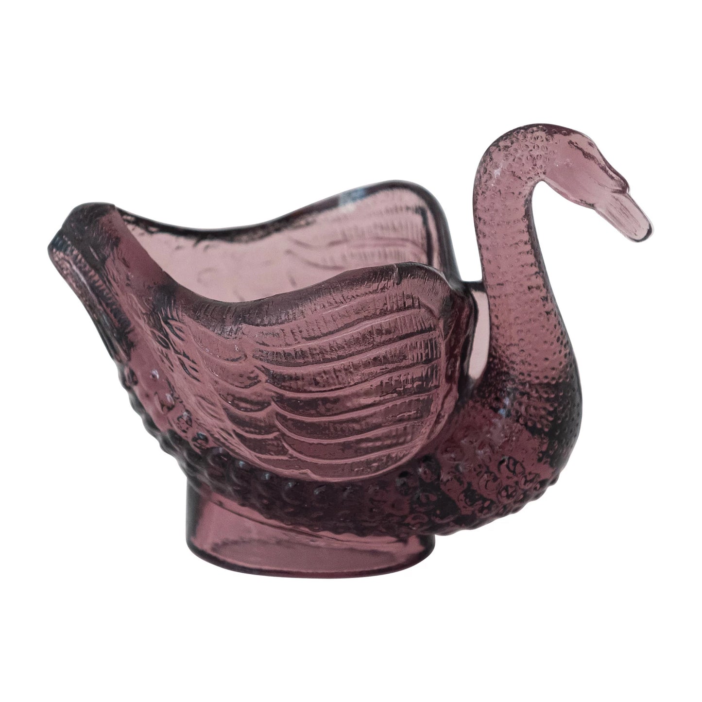 Recycled Glass Swan Shaped Dish/Spoon Holder, Purple