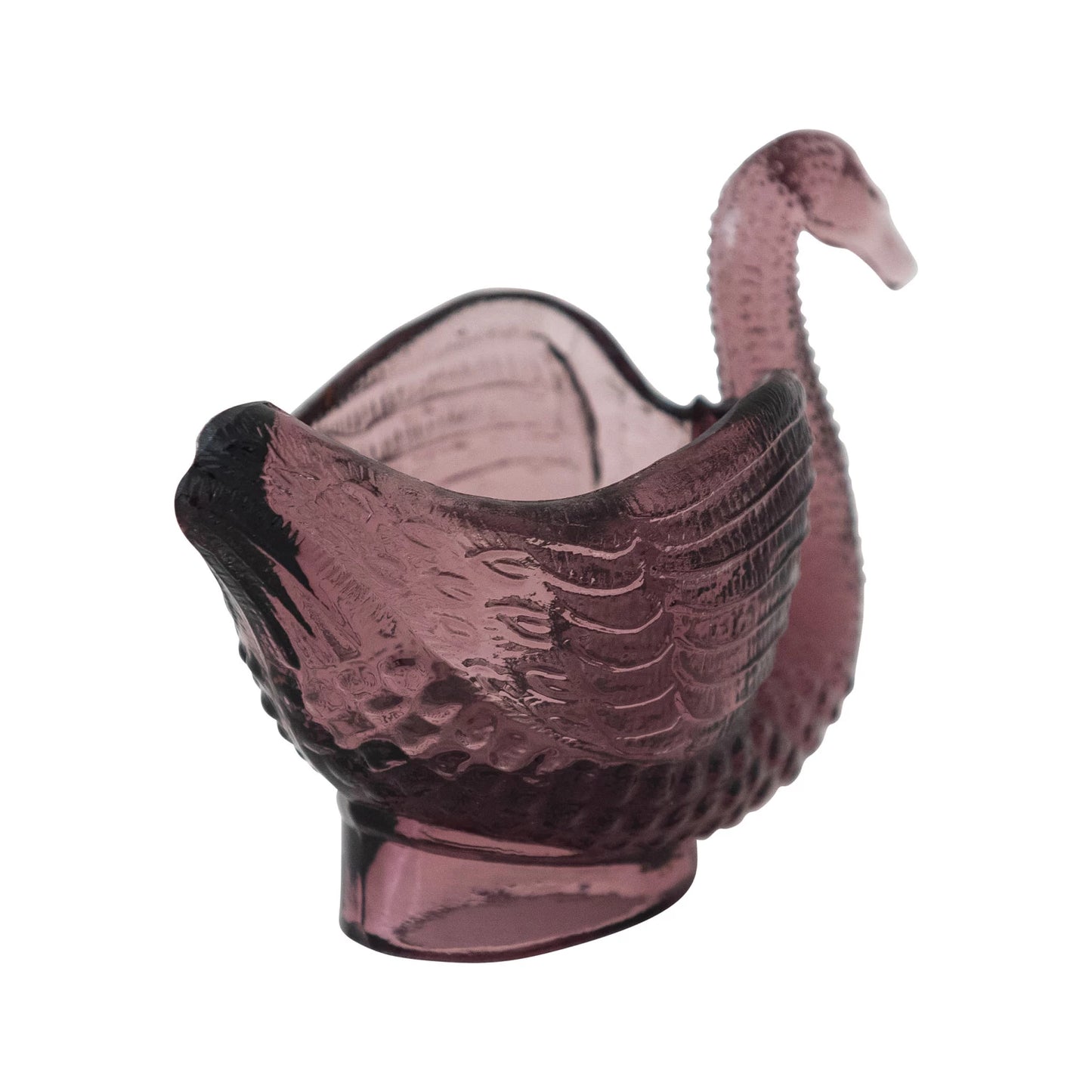 Recycled Glass Swan Shaped Dish/Spoon Holder, Purple