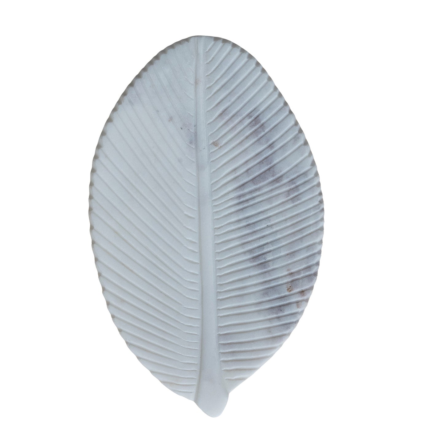 Marble Leaf Shaped Dish, White / Plato de mármol con forma de hoja