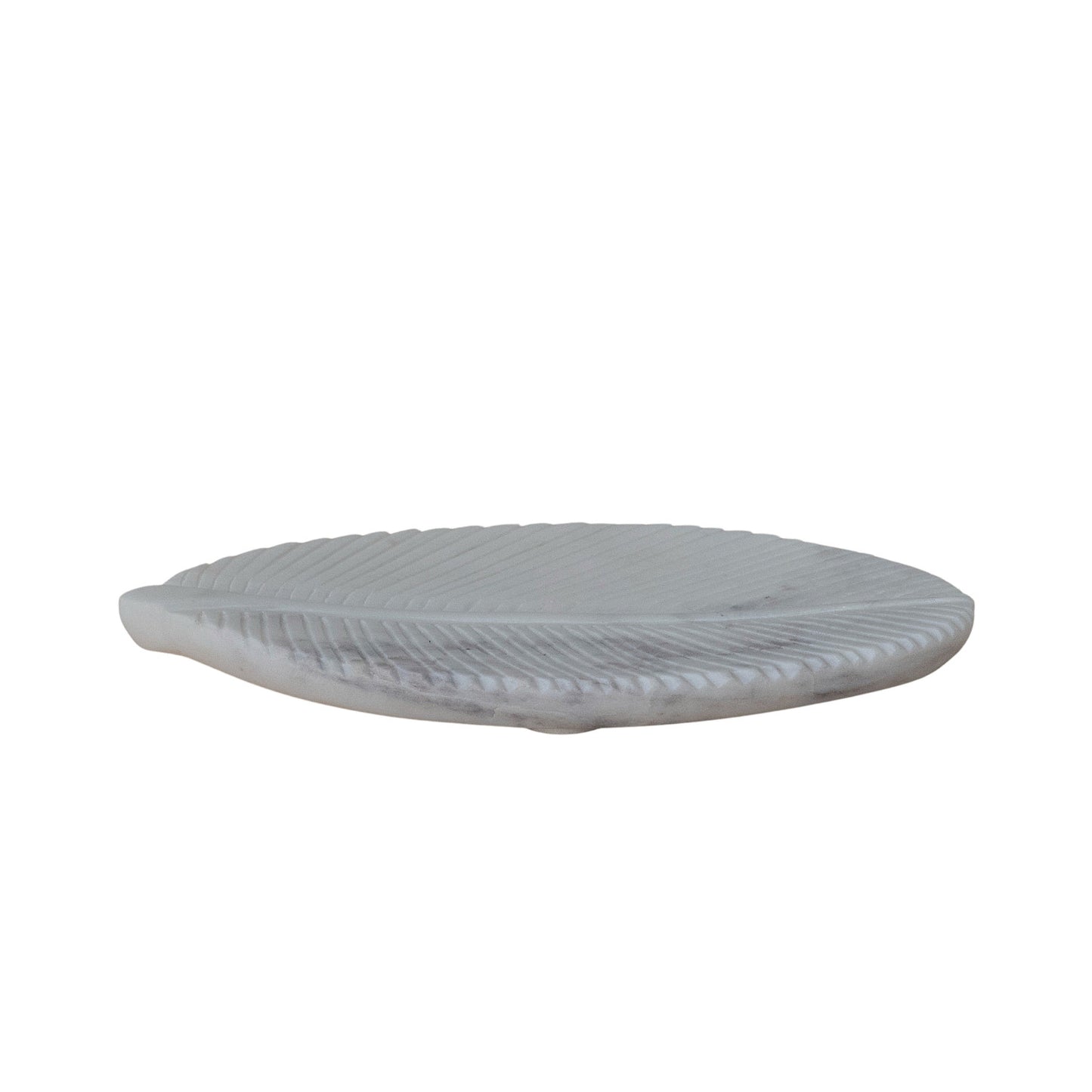 Marble Leaf Shaped Dish, White / Plato de mármol con forma de hoja