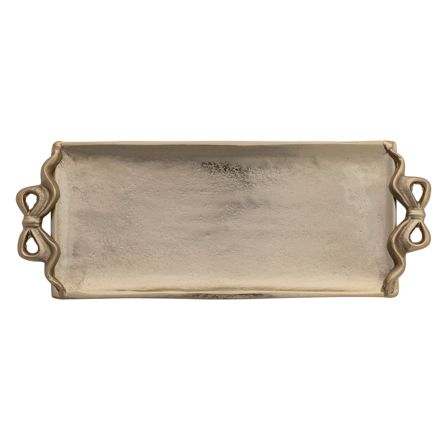 Cast Aluminum Footed Tray with Bow Shaped Handles, Gold Finish - Bandeja con asas de lazo