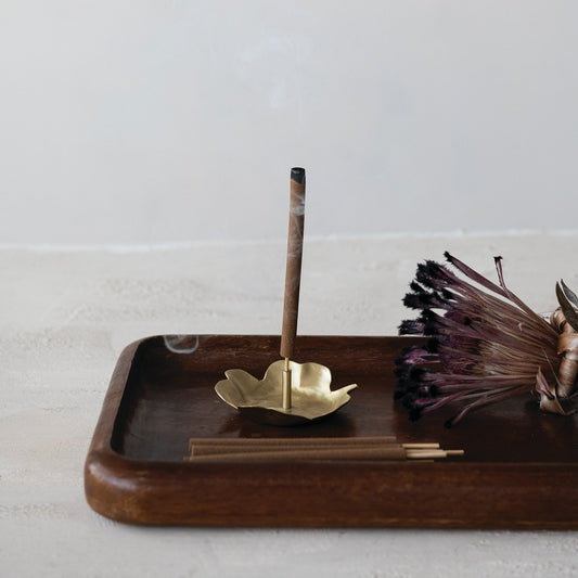 Brass Flower Shaped Incense Holder, Matte Finish / Portaincienso en forma de flor