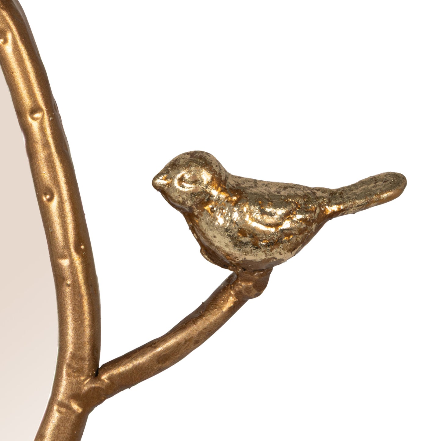 MDF & Metal Twig Framed Standing Mirror with Birds & Leaves, Gold Finish / Espejo con marco de hojas y pájaros, dorado