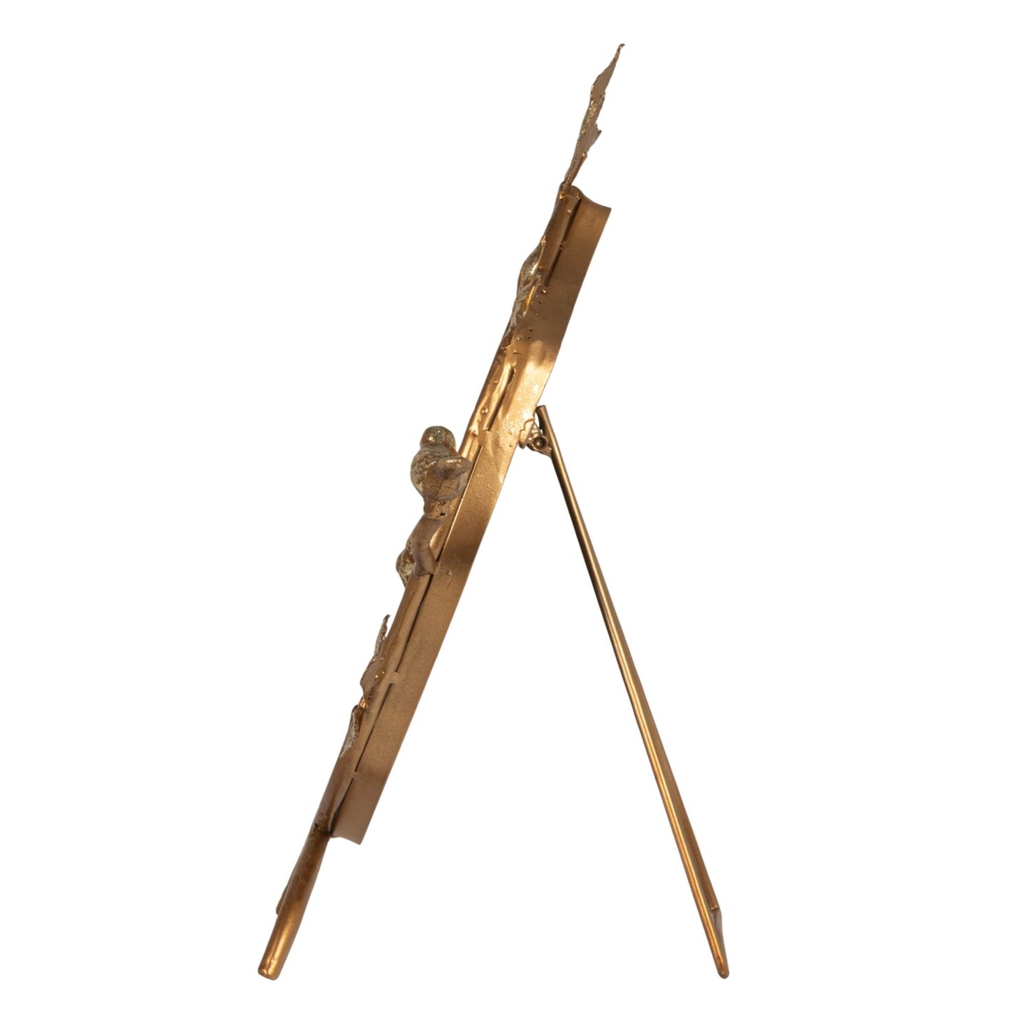 MDF & Metal Twig Framed Standing Mirror with Birds & Leaves, Gold Finish / Espejo con marco de hojas y pájaros, dorado