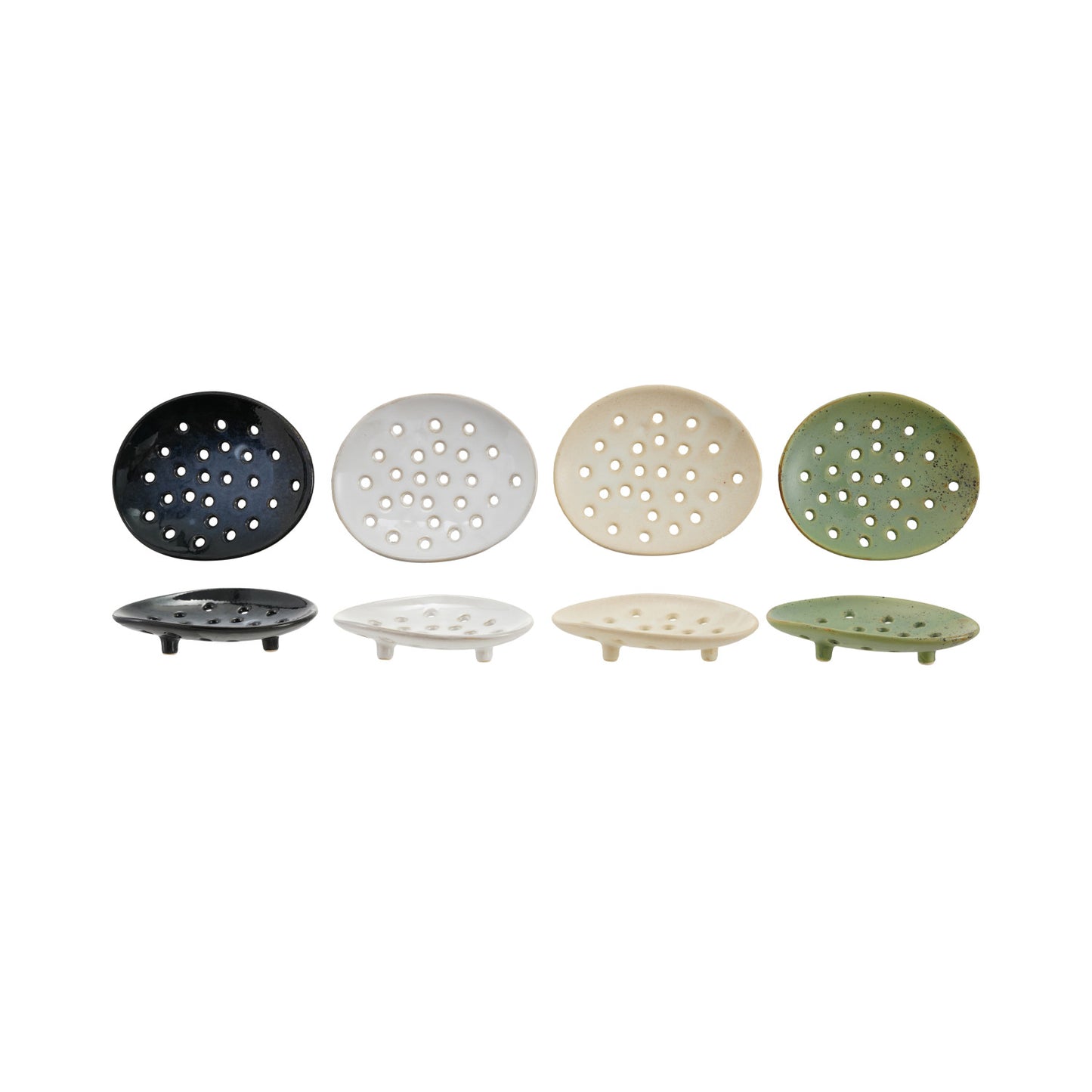 Stoneware Footed Soap Dish, 4 Colors / Jabonera con soporte de cerámica