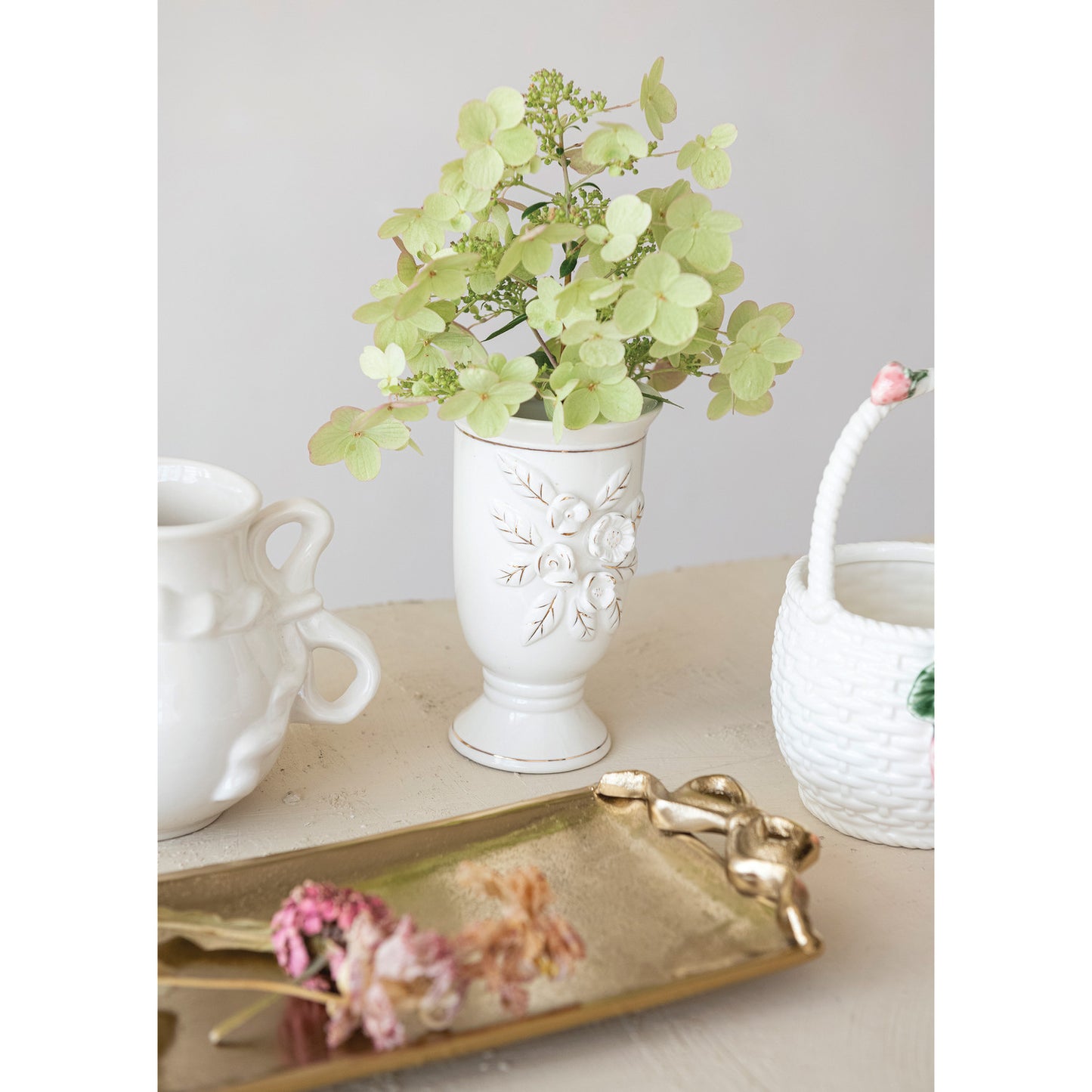 Stoneware Vintage Footed Vase - Jarrón de Cerámica