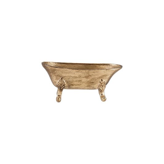 Decorative Pewter Bathtub Shaped Dish, Antique Gold Finish / Plato decorativo con forma de bañera, acabado dorado antiguo