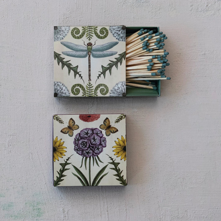 Safety Matches in Matchbox with Animals & Botanicals, 2 Styles