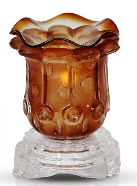 DIMMER ELECTRIC OIL BURNER-GLASS TULIP BROWN