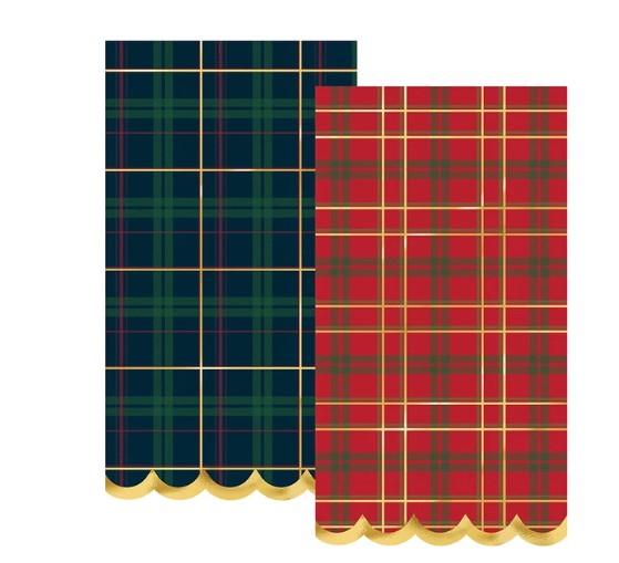 Guest Napkin Plaid Holiday - Servilletas