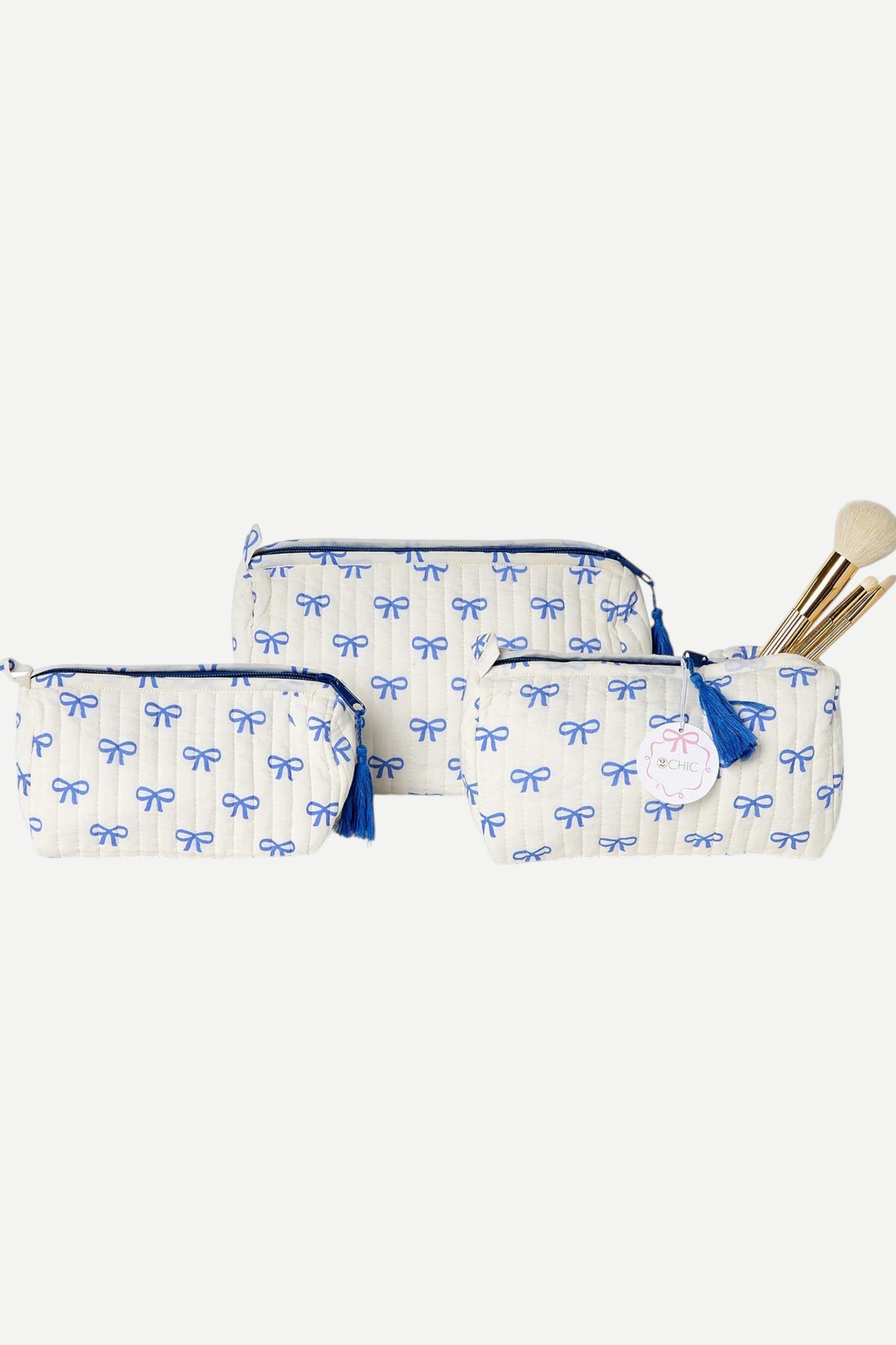 Coquette Bow Cotton Quilted Pouche
