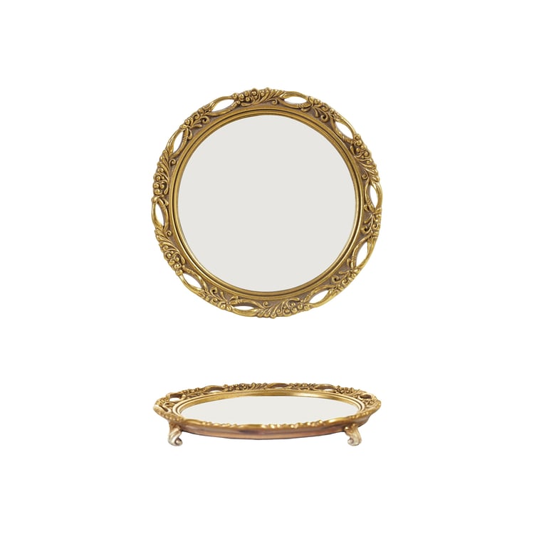 Resin Mirrored Footed Tray - Bandeja de Espejo
