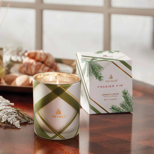Frasier Fir Frosted Plaid Votive Candle 2oz