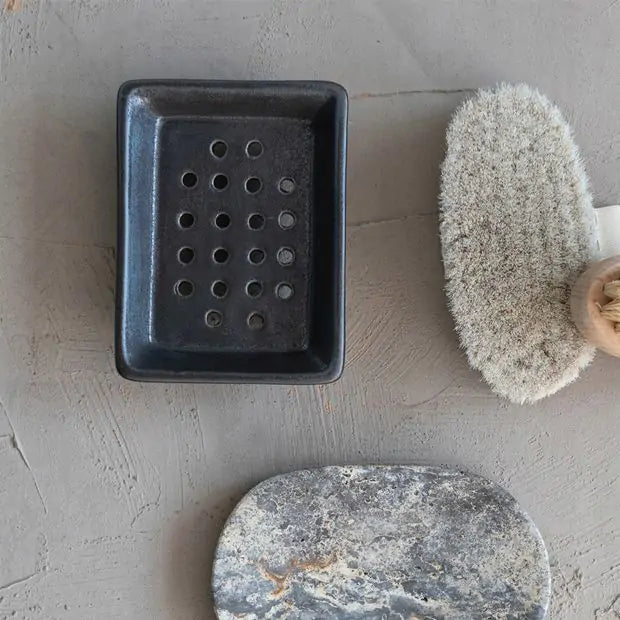 Stoneware Footed Soap Dish