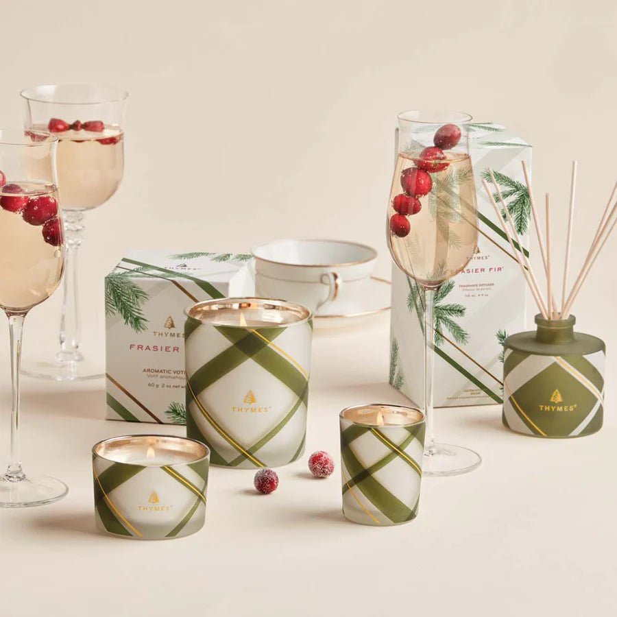Frasier Fir Frosted Plaid Votive Candle 2oz