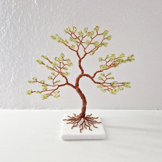 Copper Wire Tree with Green Beads - Árbol