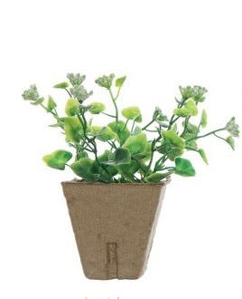 4-3/4"H FAUX PLANT IN PAPER / Planta artificial en maceta de papel