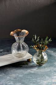 SM RUFFLED GOLD GLASS VASE