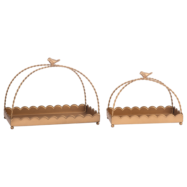 Antique Gold Scallop Tray with Bird Handle - Bandeja