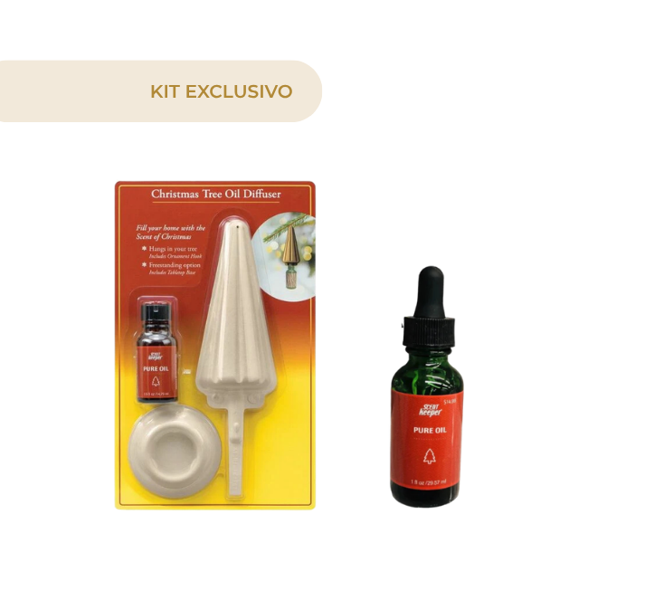 Kit Exclusivo Scentkeeper Potpourri Aceite Puro Pino. 1 fl oz. + Adorno Difusor de Árbol de Navidad