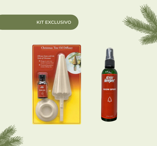 Kit Exclusivo Pine Cone Spray 4 oz + Adorno Difusor de Árbol de Navidad con Aceite