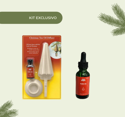 Kit Exclusivo Scentkeeper Potpourri Aceite Puro Pino. 1 fl oz. + Adorno Difusor de Árbol de Navidad