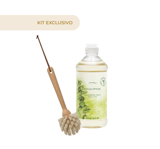 Kit Exclusivo Eucalyptus Dishwashing Liquid + Wood Dish Brush (Gratis)