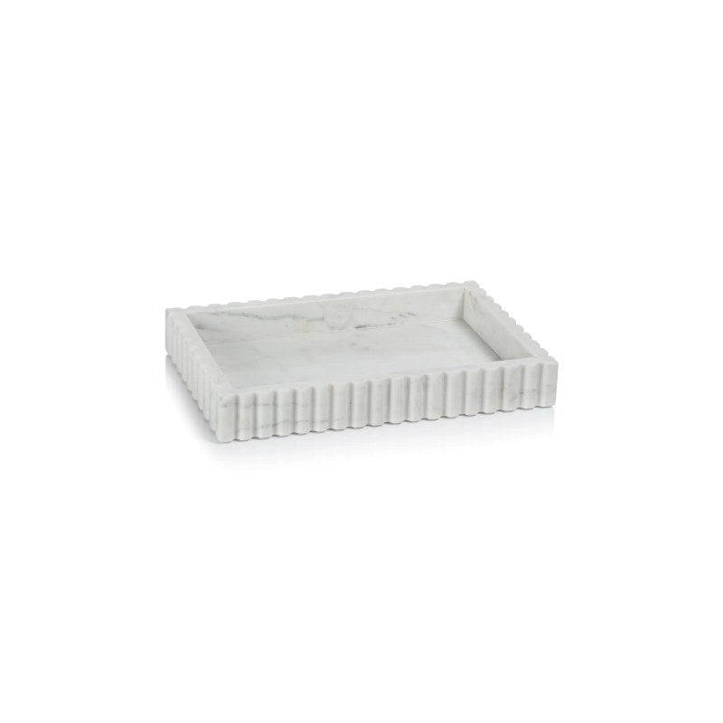 Camogli Scalloped White Marble Tray - Bandeja