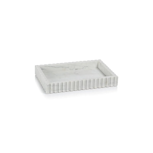 Camogli Scalloped White Marble Tray - Bandeja