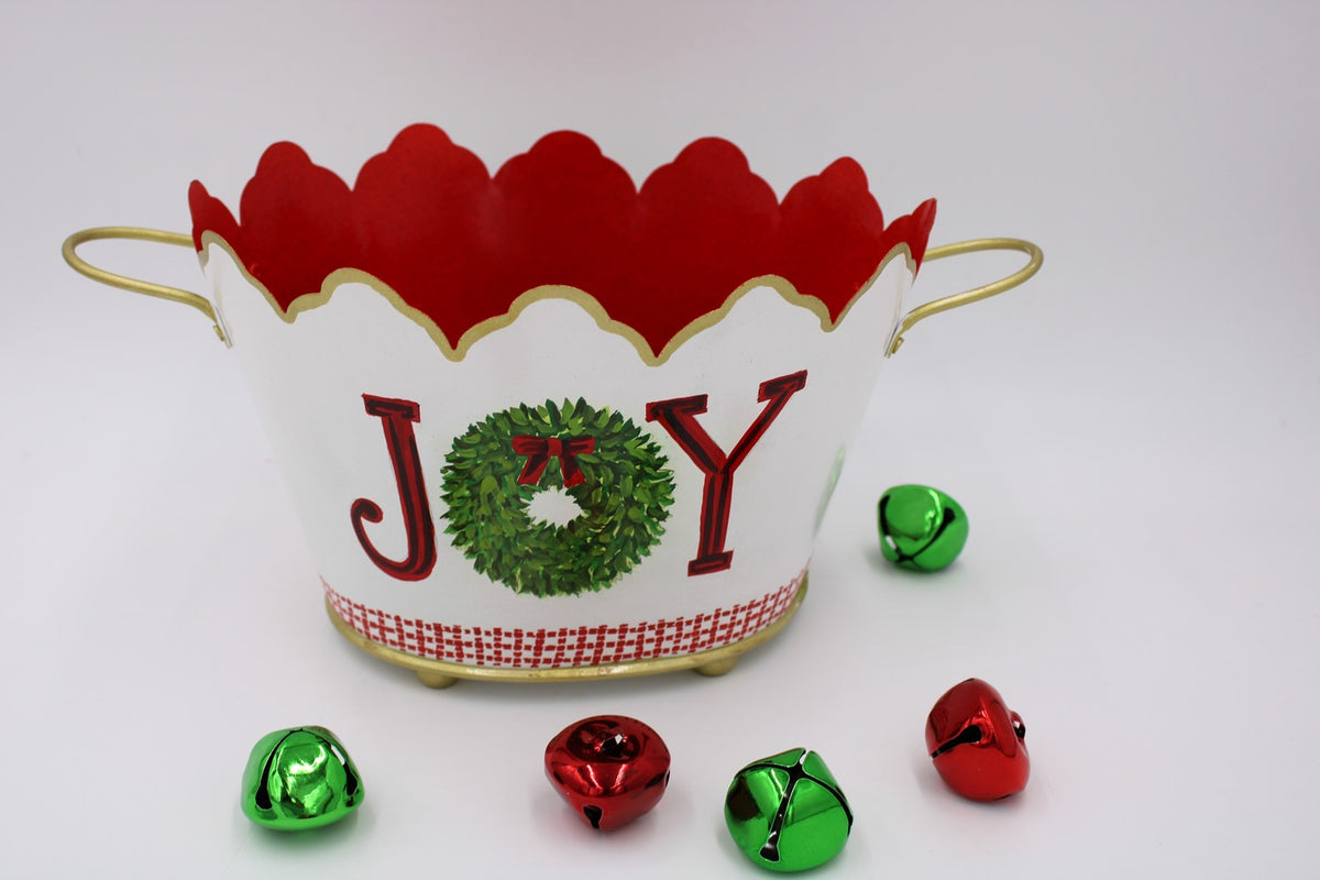 Handpainted Oval Scalloped Planter, Joy - Macetero