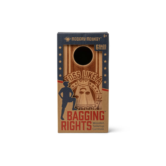 Modern Monkey Bagging Rights Wooden Tabletop Cornhole - Mini Juego de Mesa