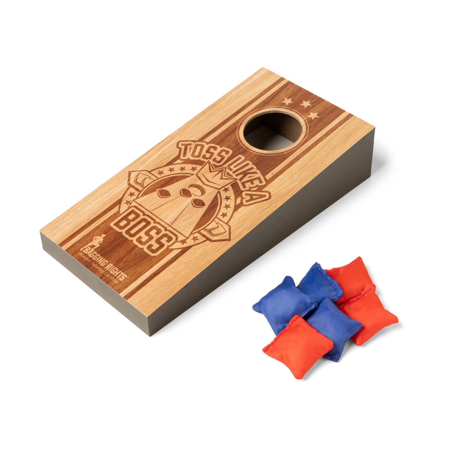 Modern Monkey Bagging Rights Wooden Tabletop Cornhole - Mini Juego de Mesa