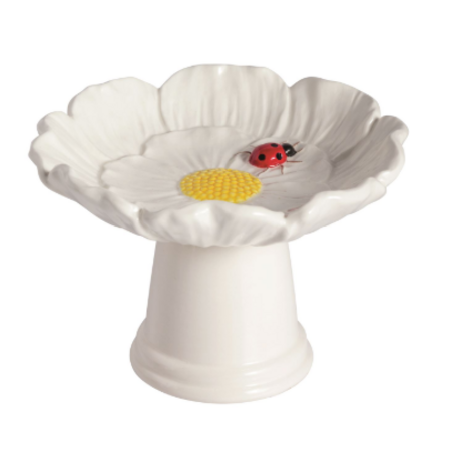 White Flower Small Bird Bath - Plato en Forma de Bebedero de Aves