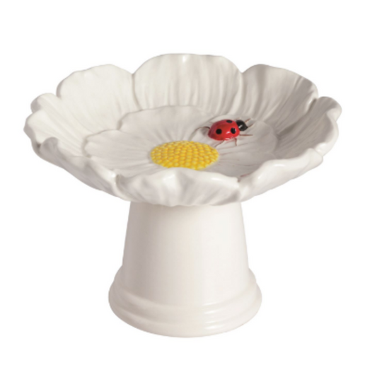 White Flower Small Bird Bath - Plato en Forma de Bebedero de Aves