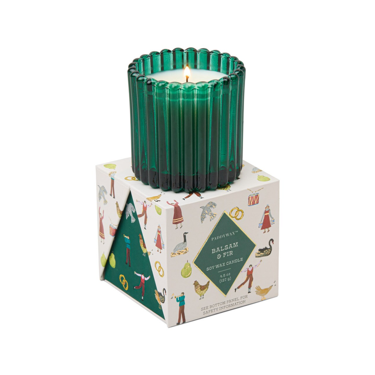 Ribbed Glass Candle Balsam Fir - Vela