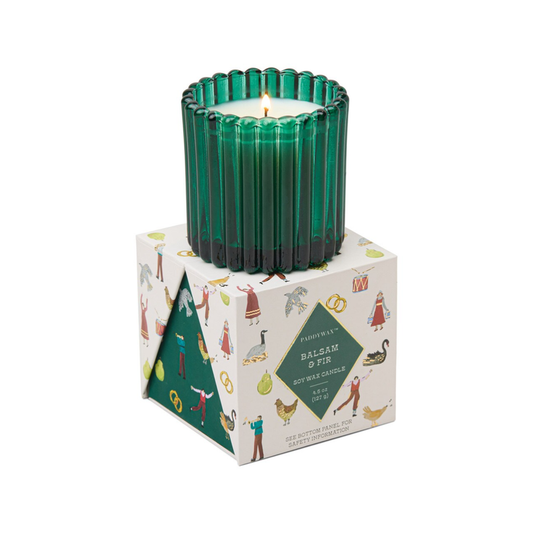 Ribbed Glass Candle Balsam Fir - Vela