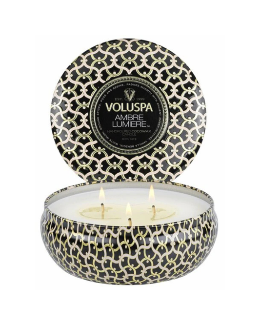 Ambre Lumiere 3 Wick Tin Candle