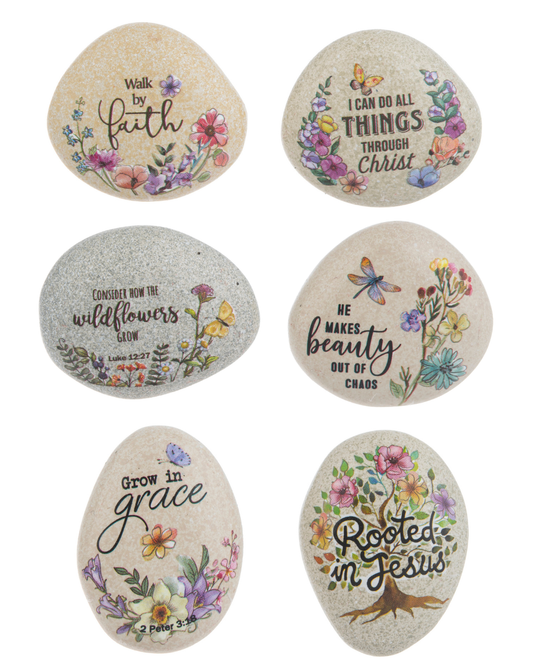 Faith is like a Seed - Stones in Planter Box - Amuletos de Piedras