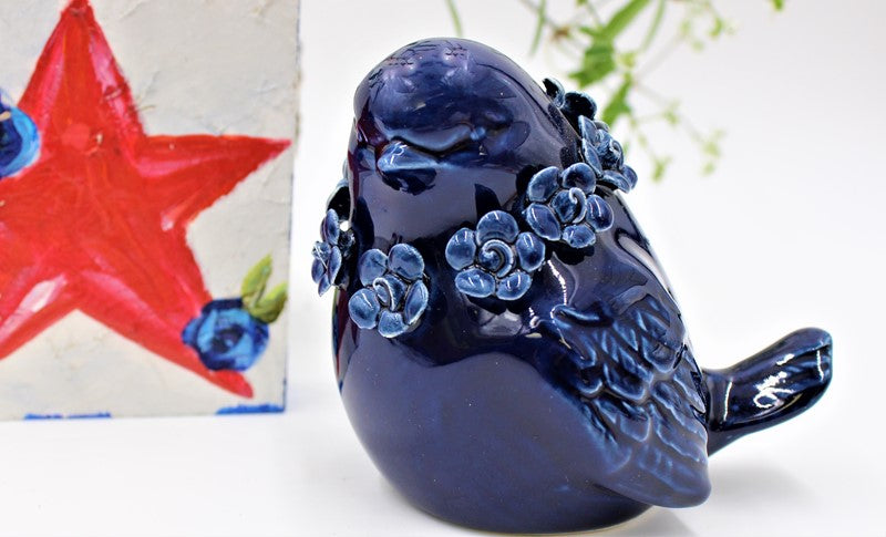 Ceramic Bird Navy - Pájaro de Cerámica