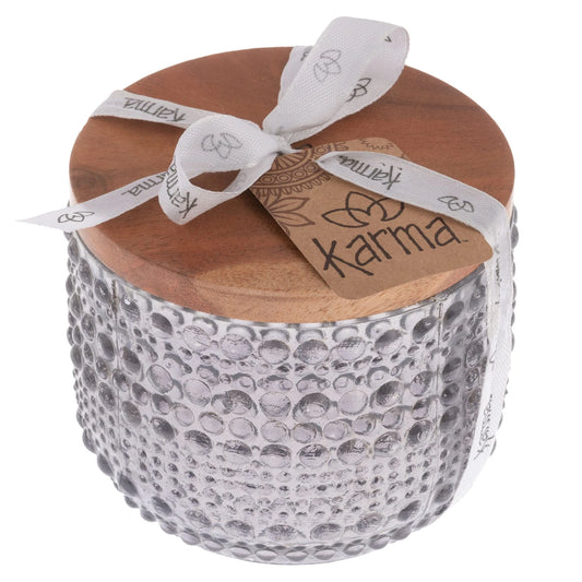 Karma Gifts Hobnail Vidrio Redondo Perfumado Mezcla de Cera de Soja Vela, Tabaco y Hoja de Laurel