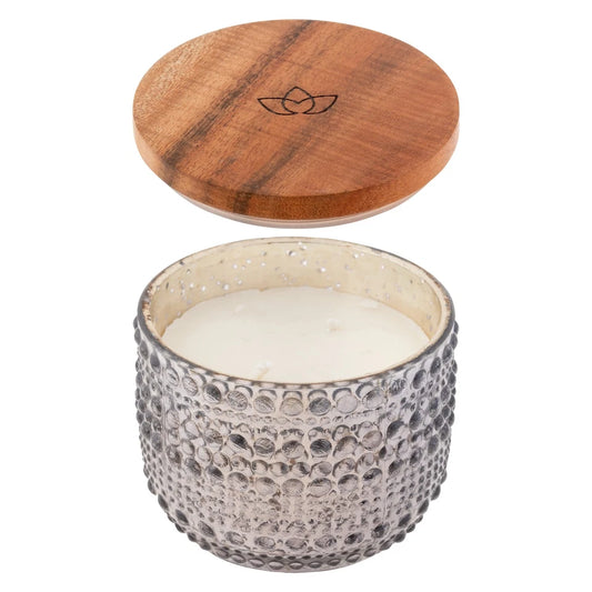 Karma Gifts Hobnail Vidrio Redondo Perfumado Mezcla de Cera de Soja Vela, Tabaco y Hoja de Laurel