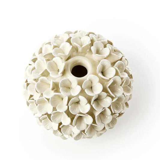 White Hydrangea Flower Bud Vases/Taper Candle Holders - Jarrón o Portavela