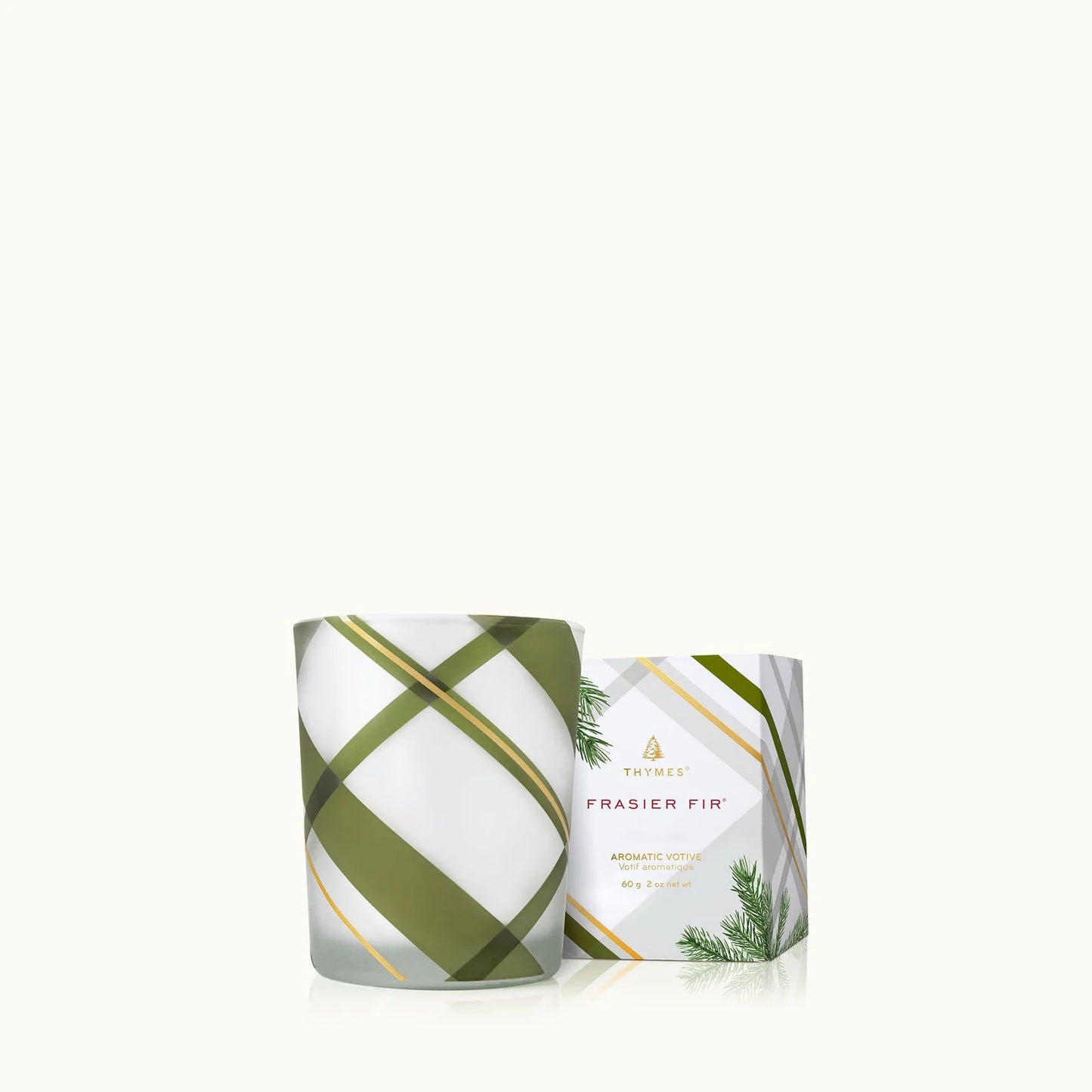 Frasier Fir Frosted Plaid Votive Candle 2oz