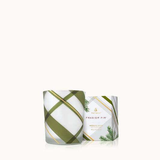 Frasier Fir Frosted Plaid Votive Candle 2oz