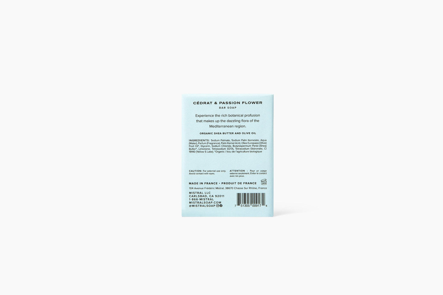 MISTRAL FLORA MEDITERRÁNEA SOAP 125G/4.4 OZ CEDRAT & PASSION FLOWER / Jabón en barra