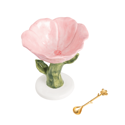 Pink Flower Pedestal Dish - Plato de Pedestal con Forma de Flor