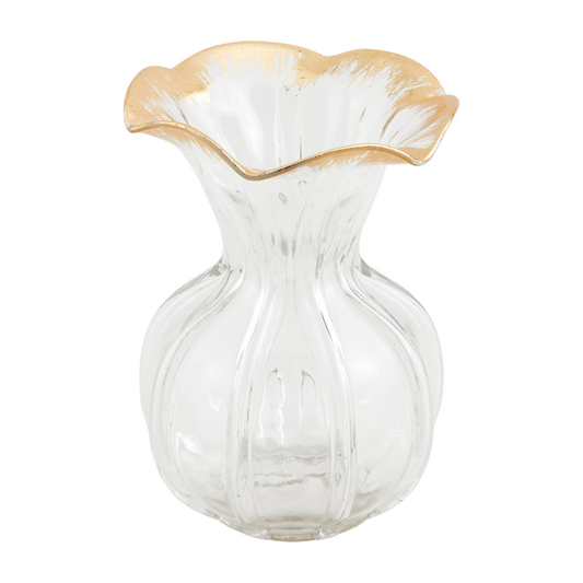 LG RUFFLED GOLD GLASS VASE