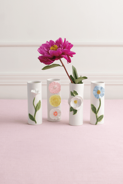 White Stem Flower Bud Vase - Jarrón