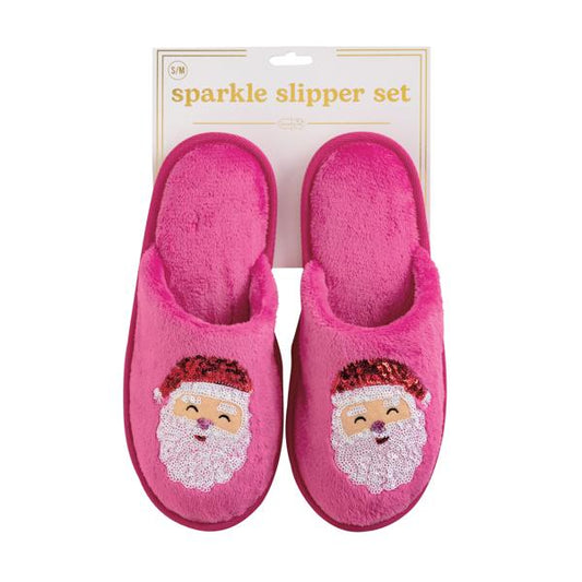 Pink Holiday Sparkle Slippers