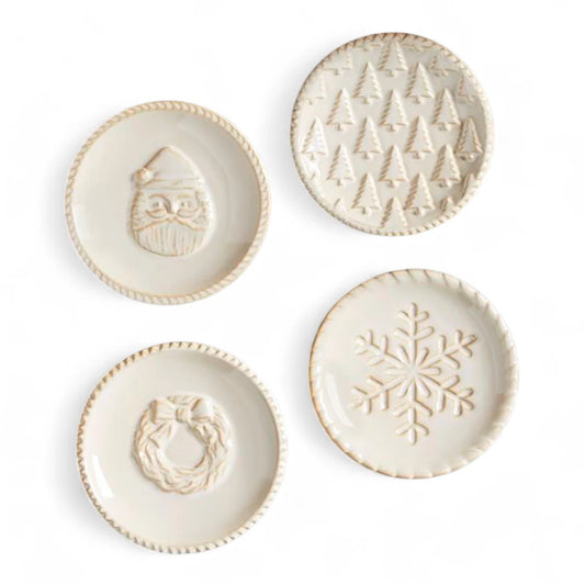 White Christmas Tidbit Plates